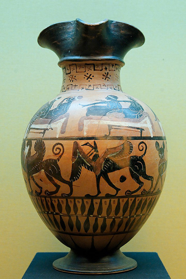 Oinochoe greco con scene di simposio. Marie Lan Nguyen - Wikimedia Commons