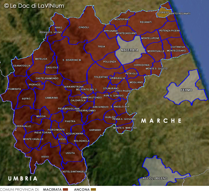 cartina vino doc Colli Maceratesi