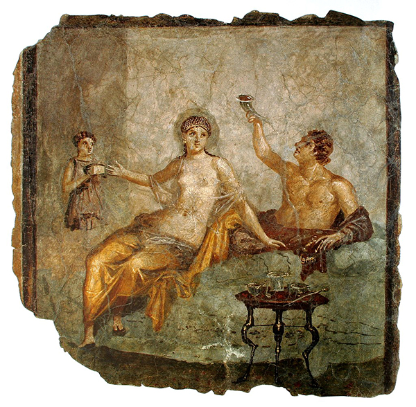 Affresco Scene da un banchetto a Ercolano