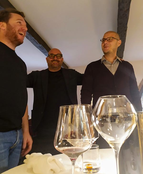 Da sinistra Damiano Meroi, titolare di Gemma Wine, Alfredo Mastrogiacomo e Gennaro Pelliccia