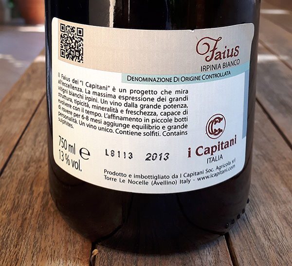 Irpinia Bianco Faius 2013 I Capitani