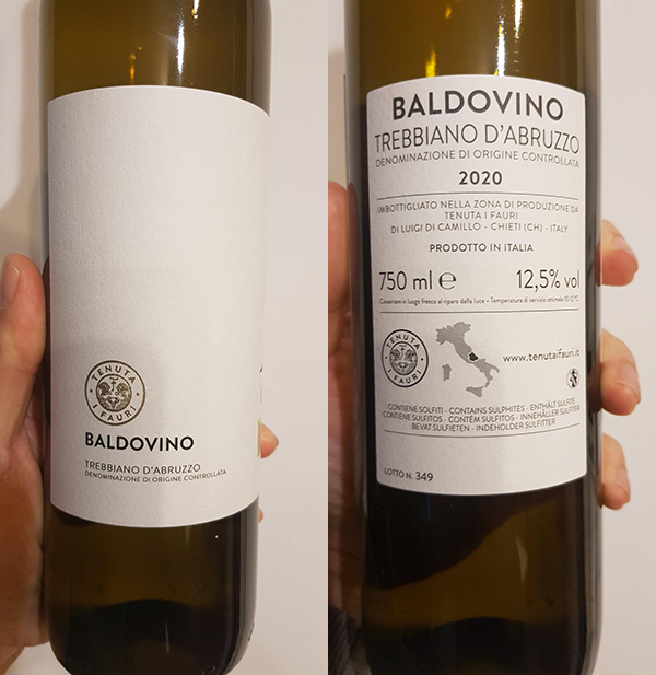 Trebbiano d'Abruzzo Baldovino 2020 Tenuta I Fauri