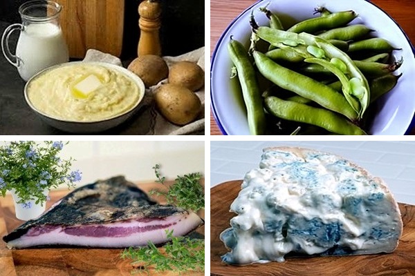 Purè di fave al gorgonzola e guanciale