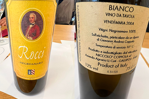 La prima etichetta di Negroamaro vinificato in bianco