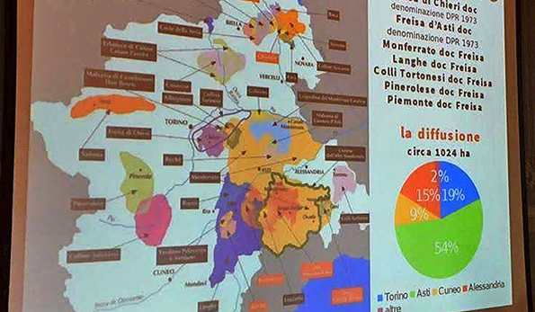 Mappa del vitigno Freisa in Piemonte