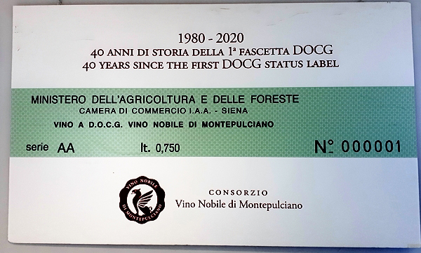 La fascetta n.1 della docg Vino Nobile di Montepulciano