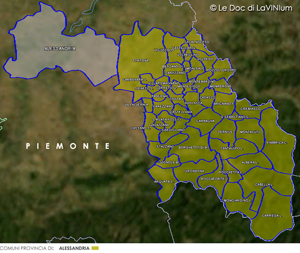 Mappa vino Doc Colli Tortonesi