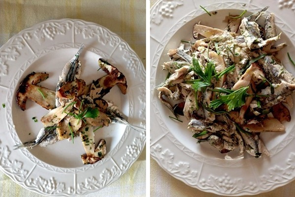 Alici e funghi porcini in padella