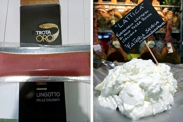 Insalata di ”Lingotto di trota” con misticanza, lattica e pere