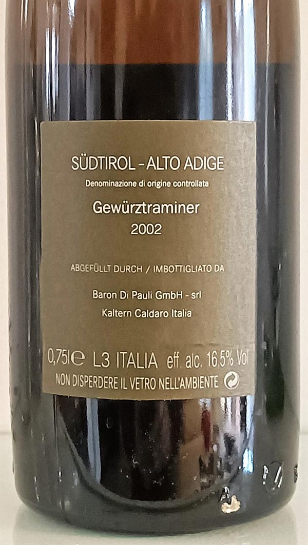 Gewürztraminer Exilissi 2002 – Baron Di Pauli