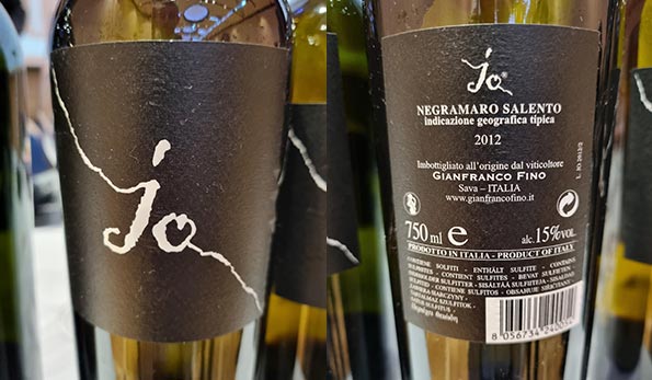 Negramaro Salento Jo 2012 Gianfranco Fino