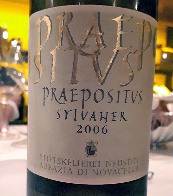 Alto Adige-Südtirol Valle Isarco Sylvaner Doc Praepositus 2006