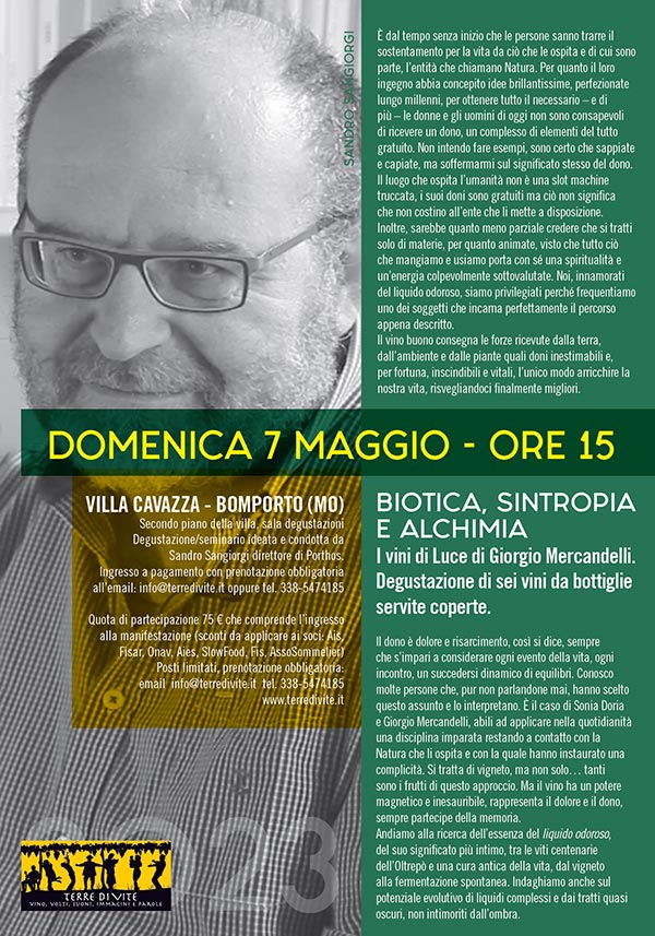 Locandina degustazione dei vini di Luce di Giorgio Mercandelli