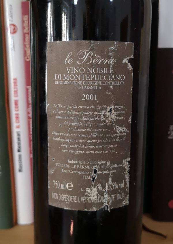 etichetta Vino Nobile di Montepulciano 2001 Le Berne