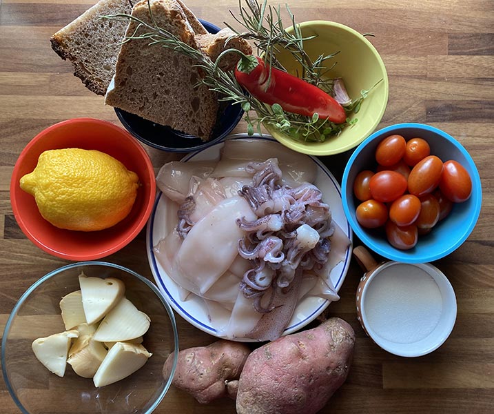 Calamari ripieni con provola, ingredienti