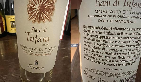 Moscato di Trani Piani di Tufara 2016 Rivera