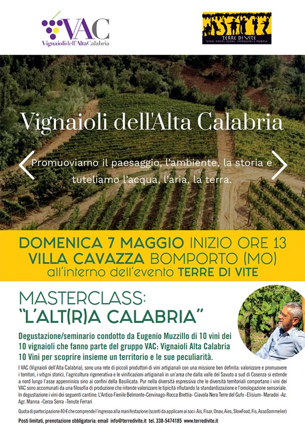 Locandina Vignaioli dell'Alta Calabria per Terre di Vite