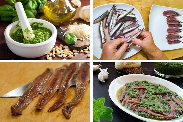 Burrata al pesto con le acciughe