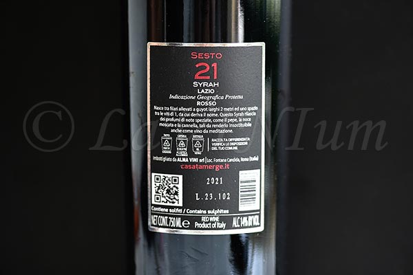 Syrah Sesto 21 2021 Casata Mergè