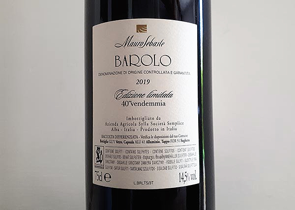 Barolo 40° Anniversario 2019 Mauro Sebaste