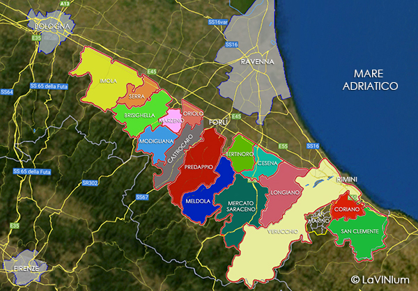 Mappa sottozone Sangiovese di Romagna