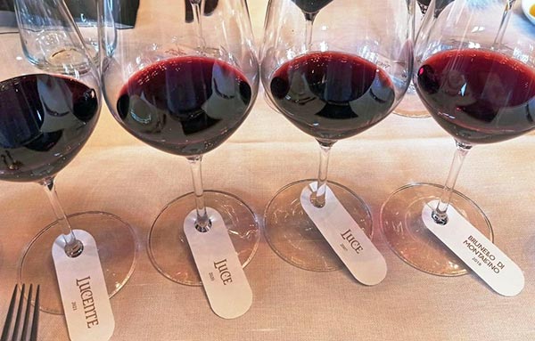 Luce 2020, 2007, brunello 2018, Lucente 2021