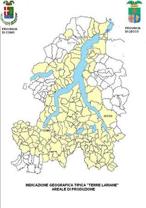 Area di produzione del Terre Lariane