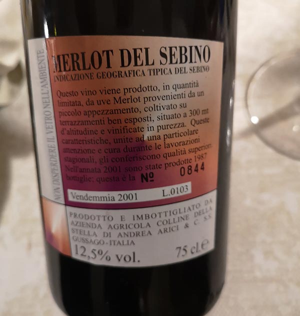 Merlot del Sebino 2001 Andrea Arici