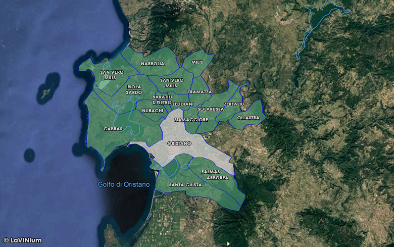 I comuni coinvolti nell'IGT Valle del Tirso