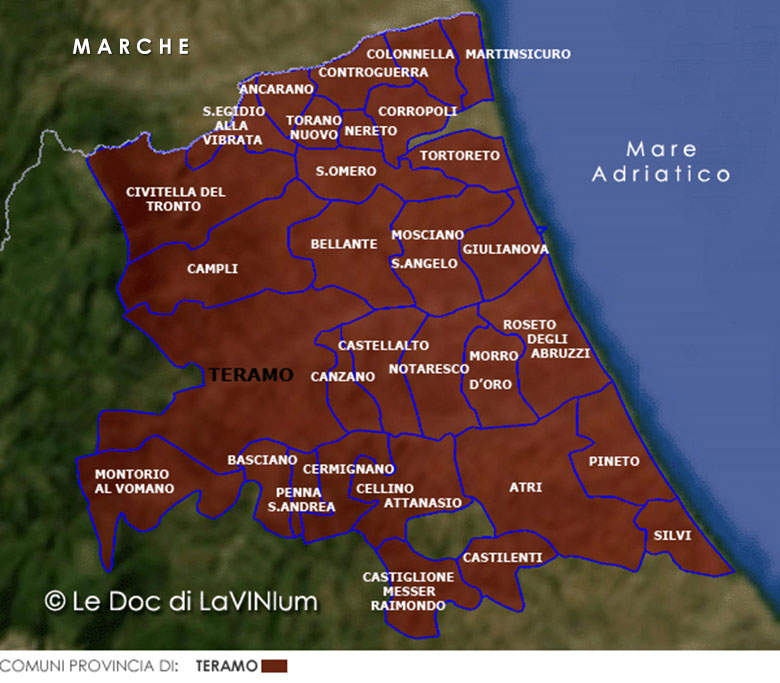 mappa vino Docg Colline Teramane Montepulciano d'Abruzzo