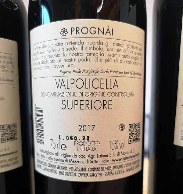 Valpolicella Superiore DOC Prognài 2017 Ilatium Morini