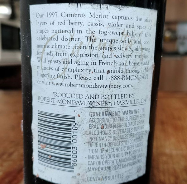 Carneros Merlot 1997 Robert Mondavi
