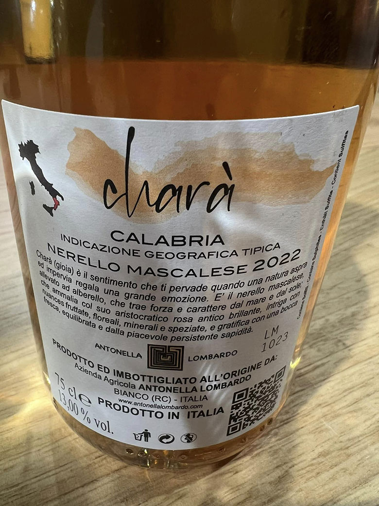Charà Rosato Nerello Mascalese Calabria 2023 igt