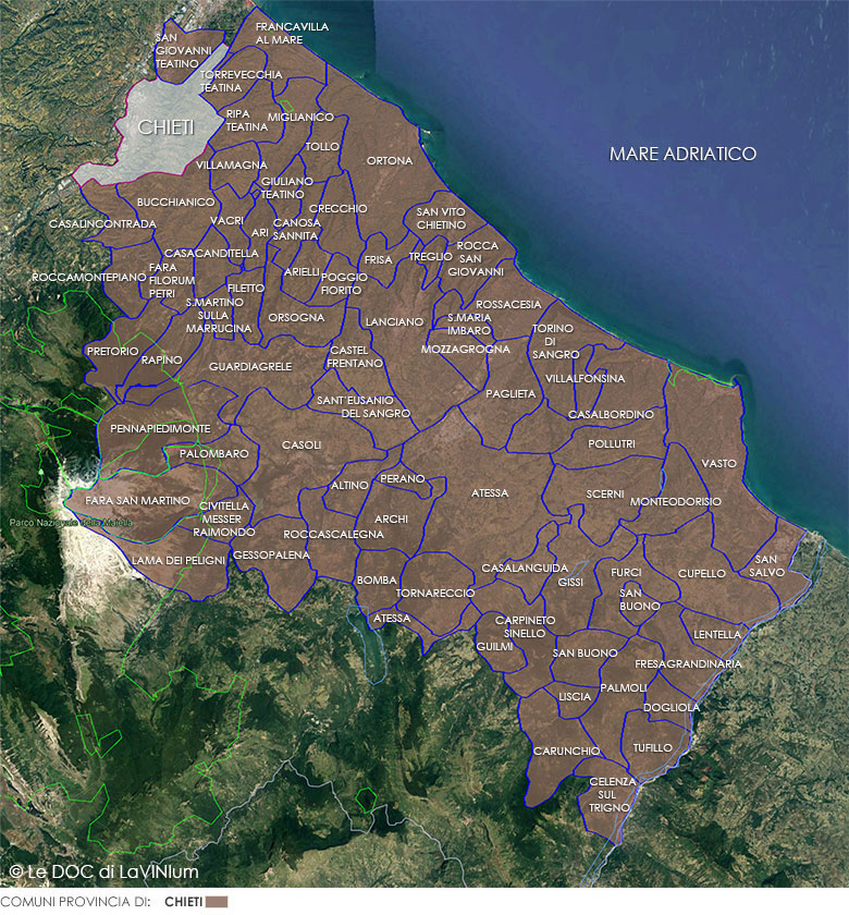 mappa vino doc Abruzzo Sottozona Terre di Chieti