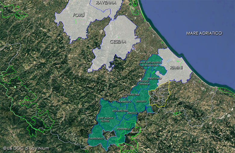 mappa vino doc Romagna sottozona Verucchio