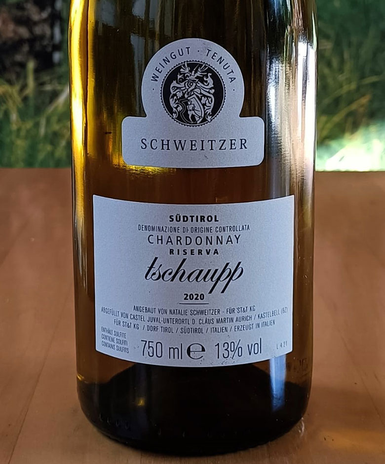 Südtirol Chardonnay Riserva Tschaupp 2020, Weingut Schweitzer