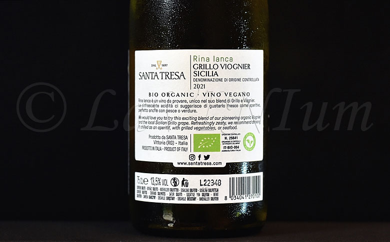Sicilia Rina Ianca Grillo Viognier 2021 Santa Tresa