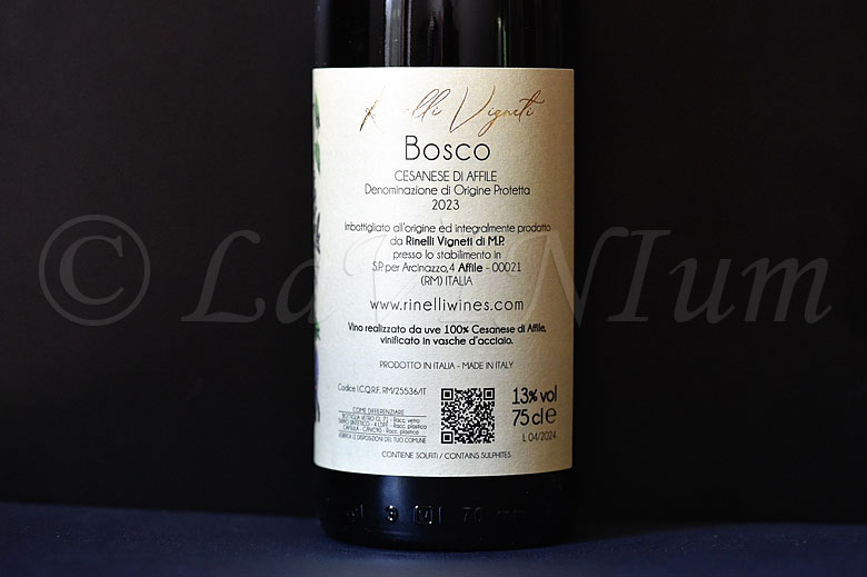 Cesanese di Affile Bosco 2023 Rinelli Vigneti