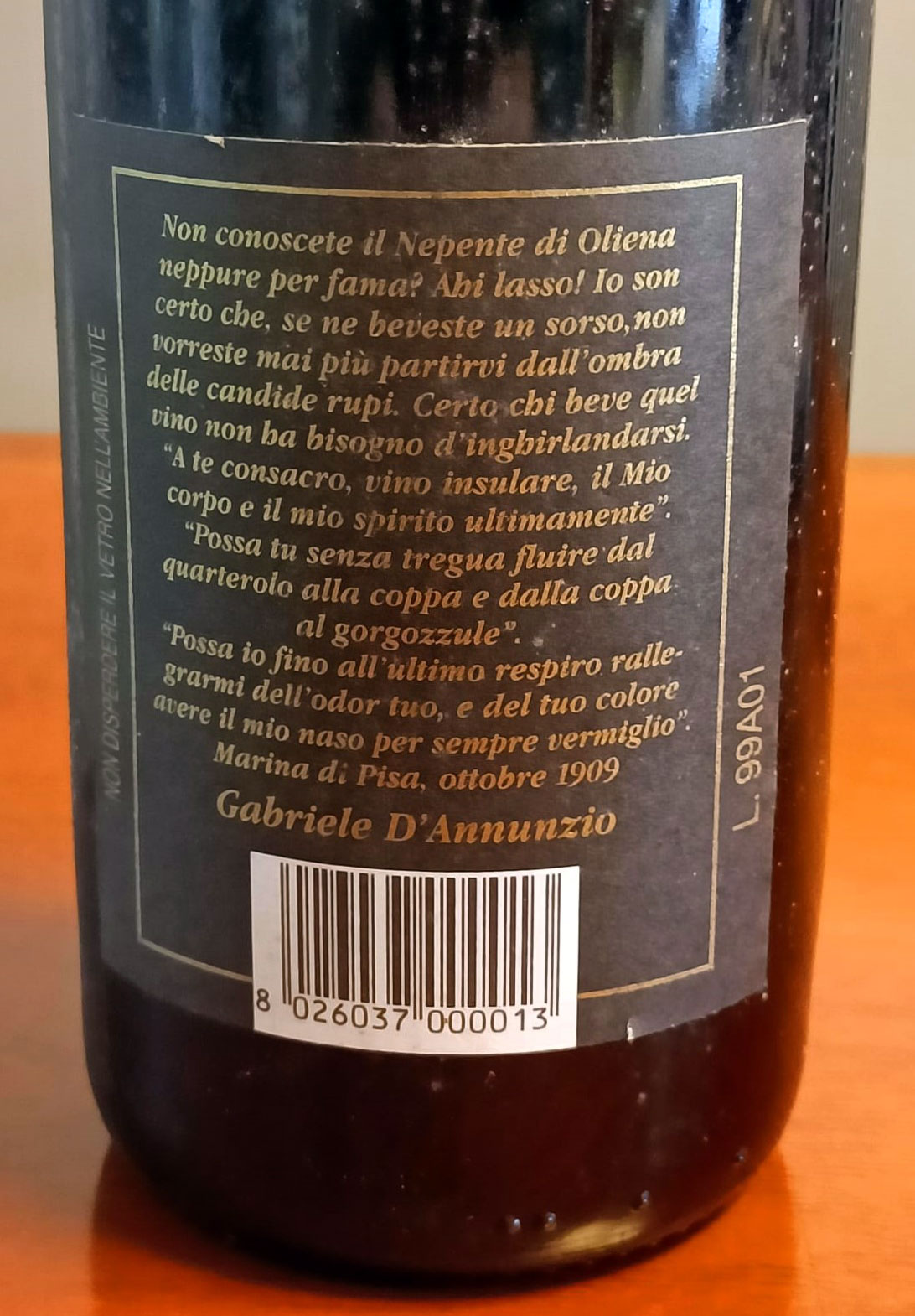 Cannonau di Sardegna Nepente di Oliena 1998 Cantina Oliena