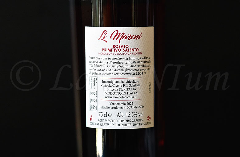 Primitivo Rosato Li Mareni 2022 Vinicola Cicella