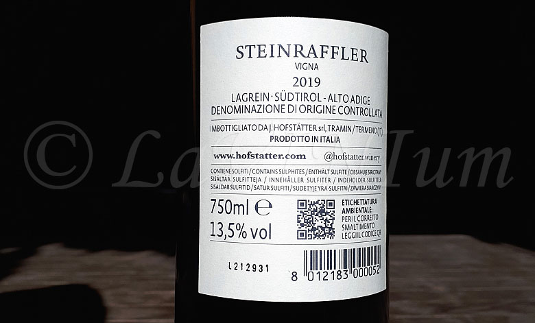 Alto Adige Lagrein Vigna Steinraffler 2019 Hofstatter