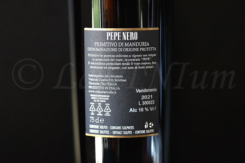 Primitivo di Manduria Pepe Nero 2021 Vinicola Cicella