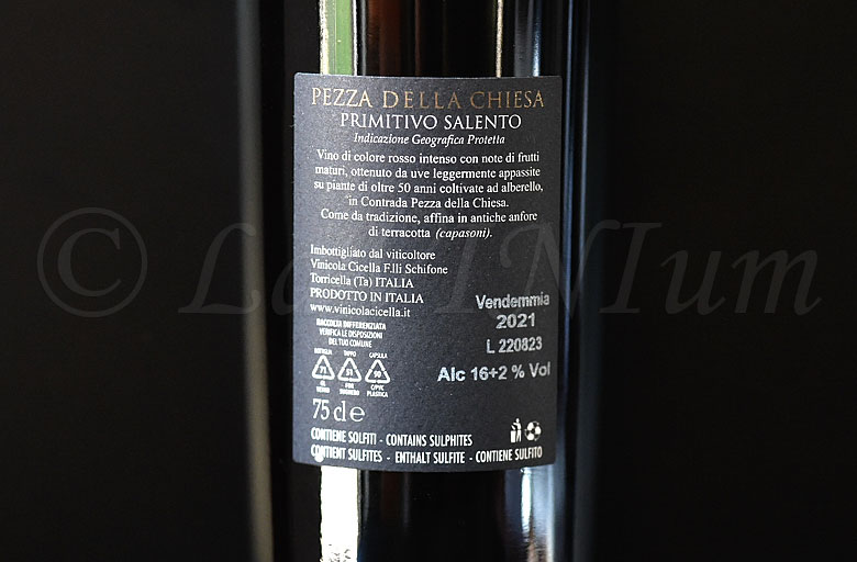 Primitivo Pezza della Chiesa 2021 Vinicola Cicella