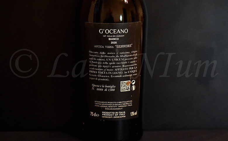 G'oceano Bianco Antica Vigna Sennore 2020 Cantina Arvisionadu
