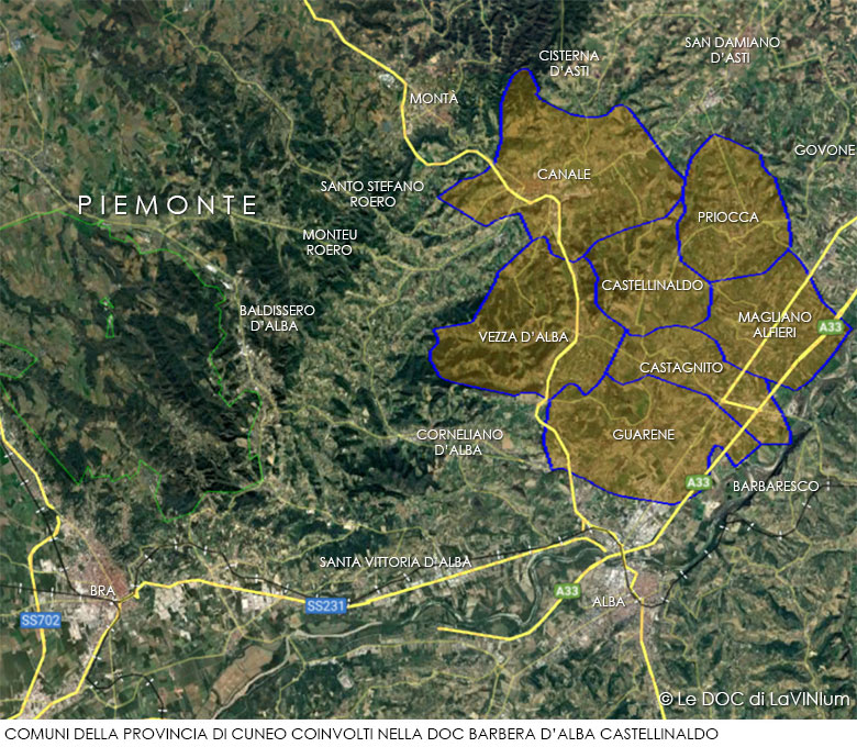 Mappa vino DOC Barbera d'Alba sottozona Castellinaldo