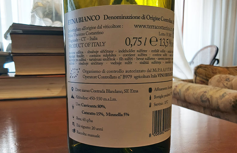 Etna Bianco DeAetna 2018 Terra Costantino