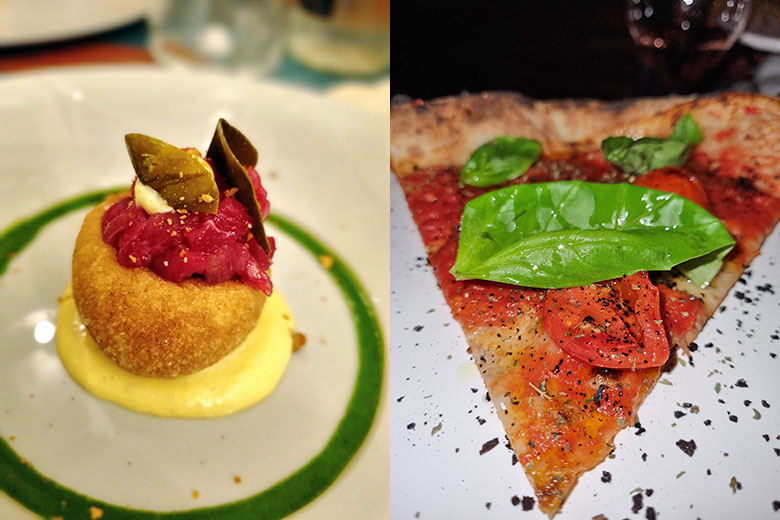 Montanarina con tartare di fassona e Nero di Marinara