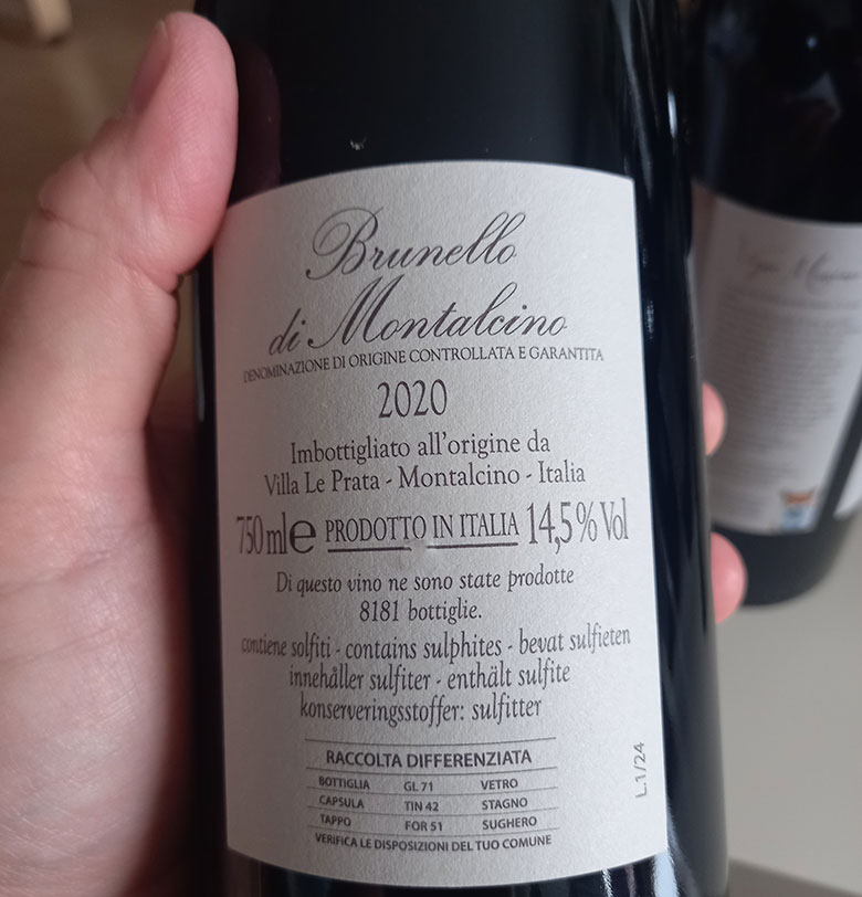 Brunello di Montalcino 2020 Villa Le Prata