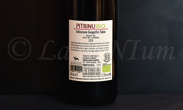 Rosso Pitrinu Bio 2020 Cantina Manconi