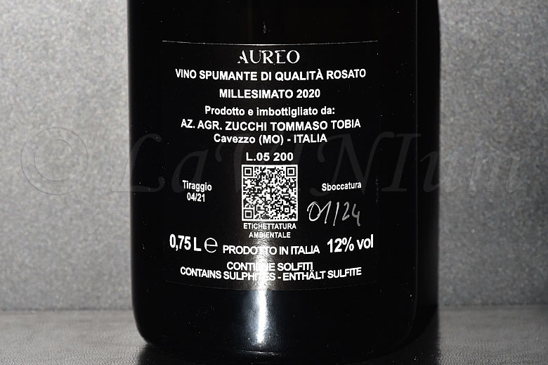 Aureo Rosato Metodo Classico Dosaggio Zero Millesimato 2020 Tommaso Tobia Zucchi